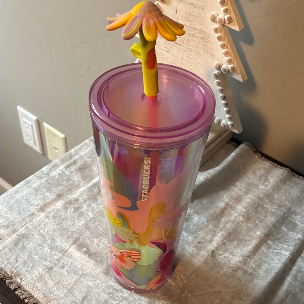 Starbucks Pink and Yellow Floral Tumbler